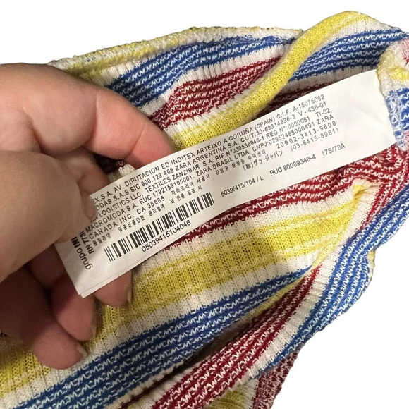 Zara Rib Texture Striped Pull On Flared Bell Bottom Pants Multicolor Size Large - Picture 12 of 12